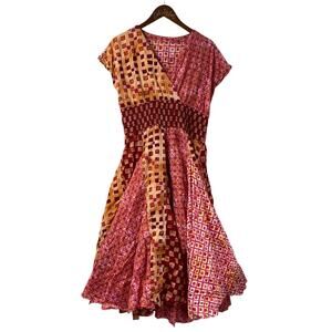 Sandy Starkman Dress Colorful Fairy Whimsy Pink Circle Dress Large